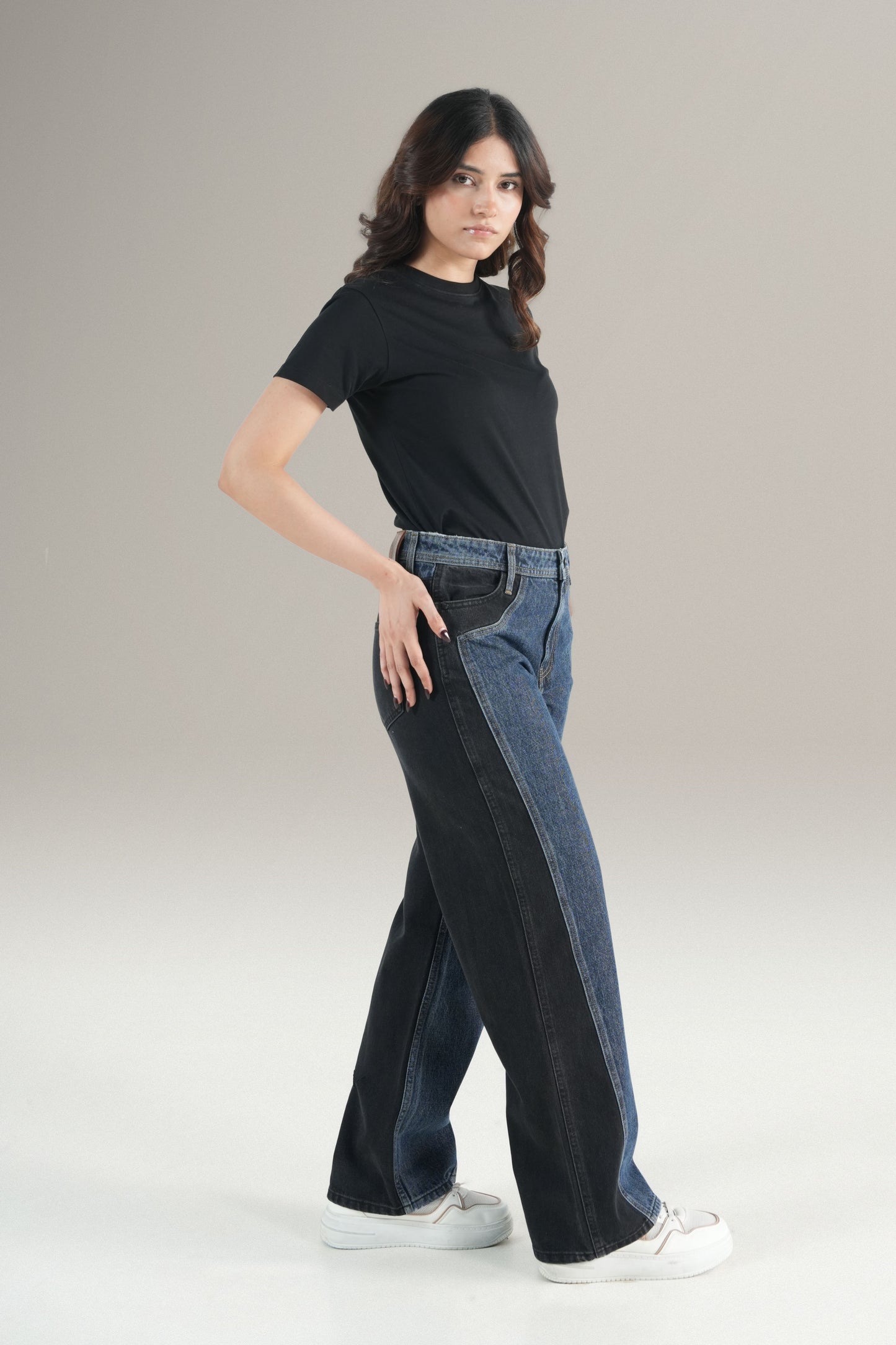 Baggy Two Tone Jeans