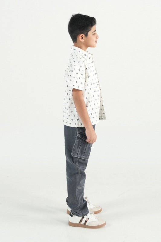 Hawaiian Mini Print White Shirt