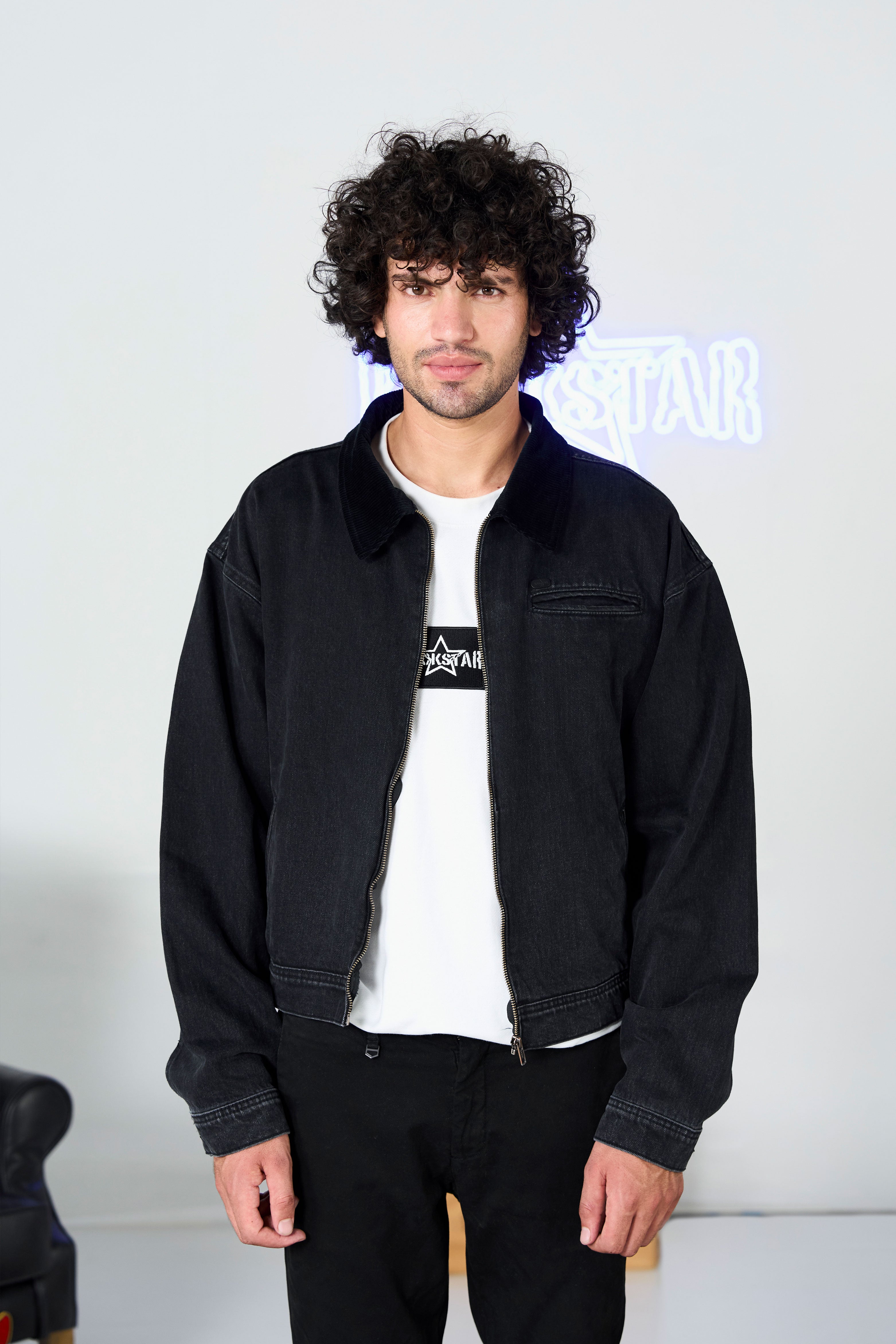 Black Bomber Jacket by Rockstr Jeans