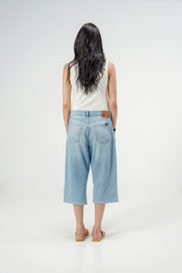 Light Blue Baggy Denim Capri