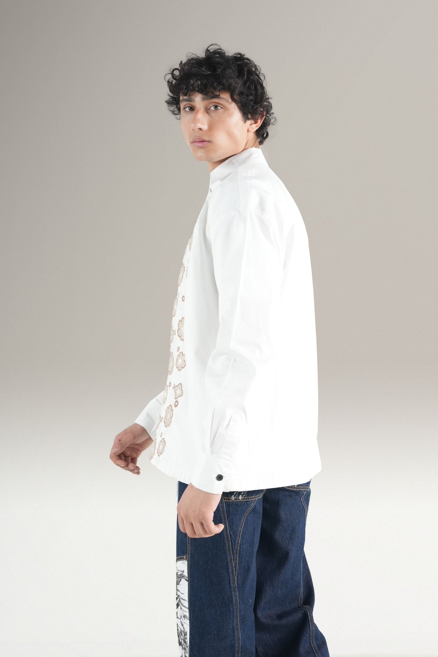 Floral Tuxedo  White Shirt