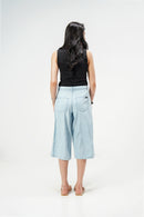 Light Blue Baggy Linen Capri