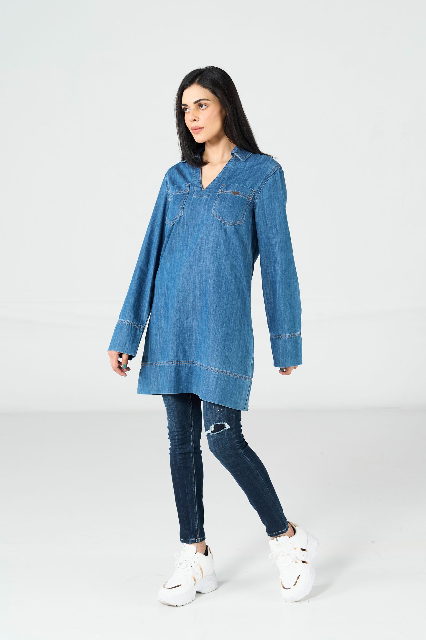 Blue Cropped Dress shop at Rockstar Jeans