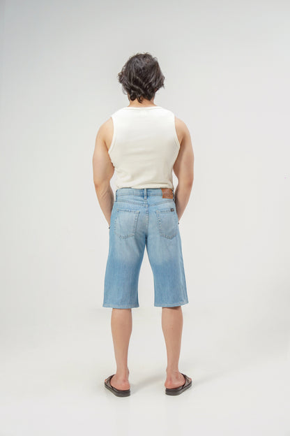 Light Blue Baggy Denim Shorts shop at Rockstar Jeans