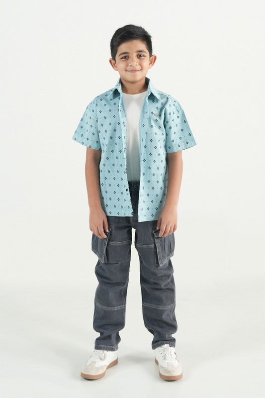 Everyday Mini Print Sky Blue Shirt
