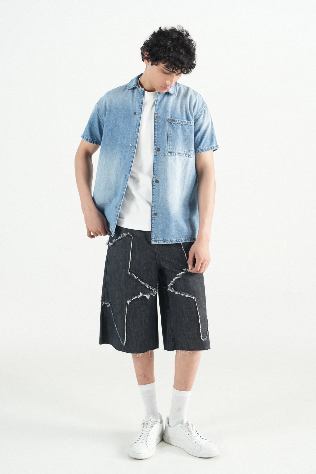 Light Blue Button Down Over size Shirts