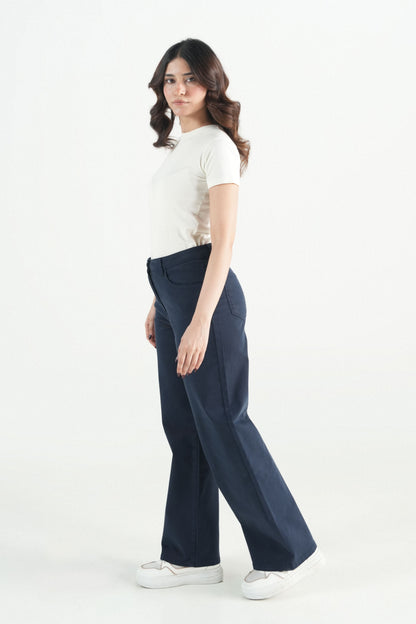 Navy Blue Wide-Leg Jeans