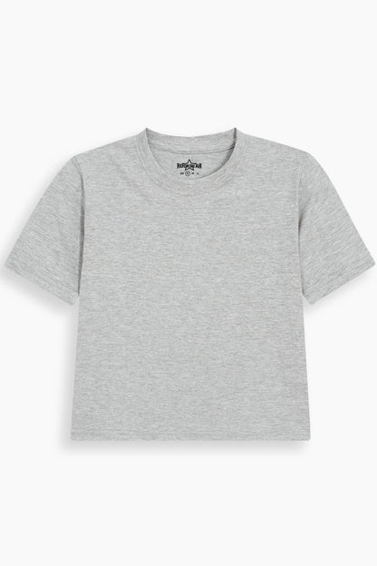 Cropped Short Sleeve T-Shirt Ash Grey
