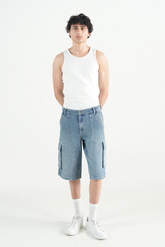 Pleated Pocket Cargo Shorts