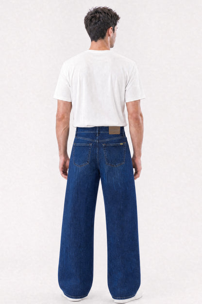 Loose Straight Fit Jeans Dark Blue