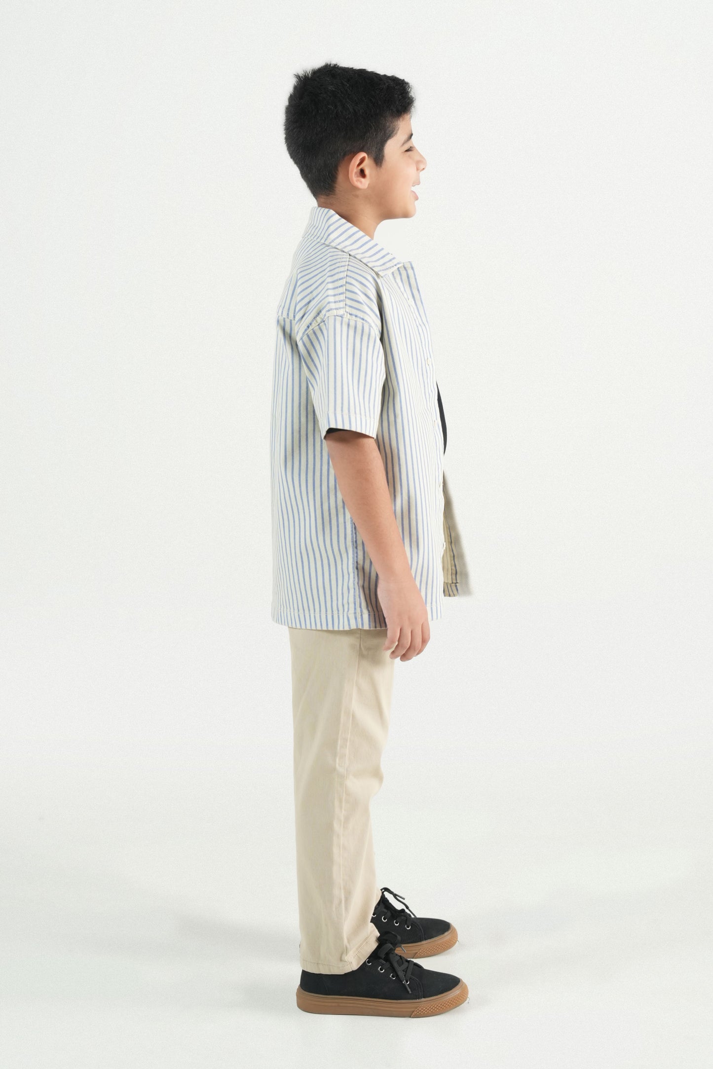 Summer Strip Button Down Shirt-Off White