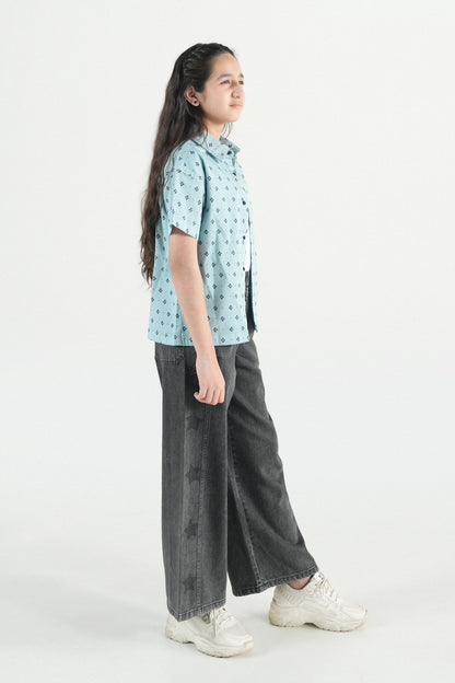 Hawaiian Mini Print Shirt – Sky Blue