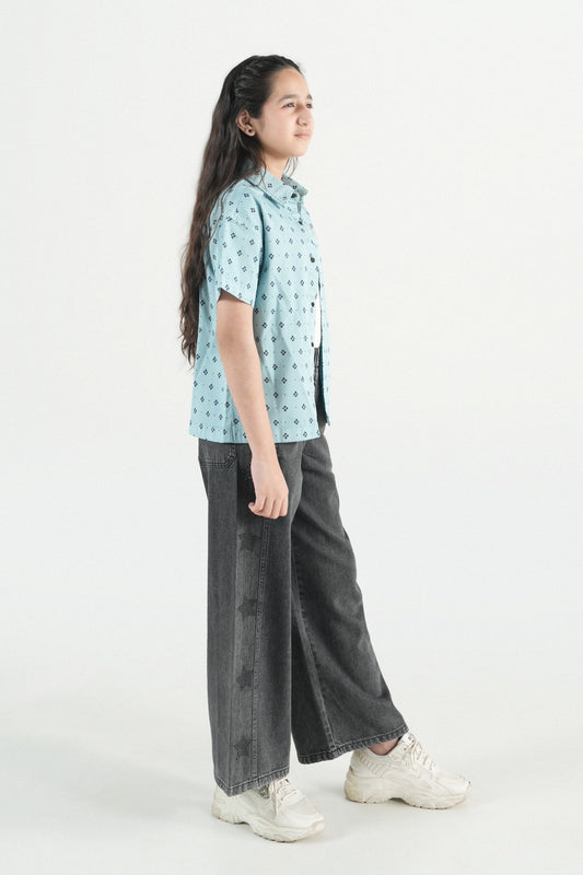 Hawaiian Mini Print Shirt – Sky Blue