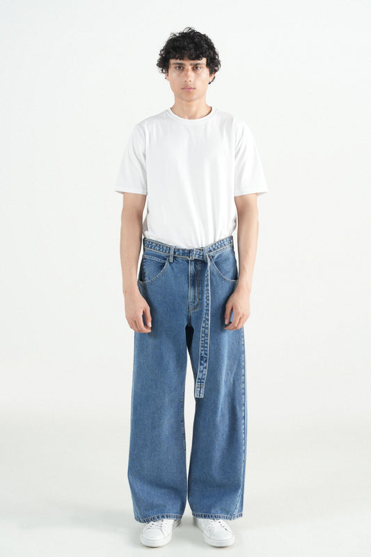 Twisted Baggy Jeans With Belt