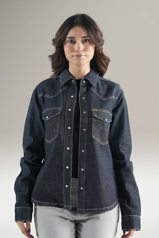 Embrioded Denim Western Shirt