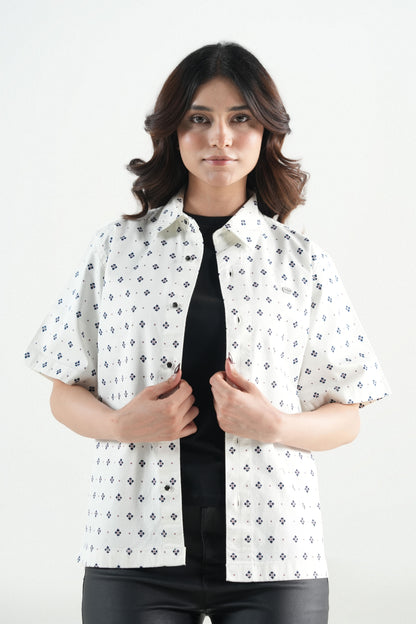 Hawaiian Floral Printed  White Shirt