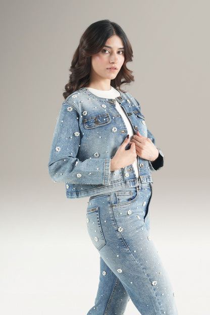 Pearl Blossom Denim Jacket