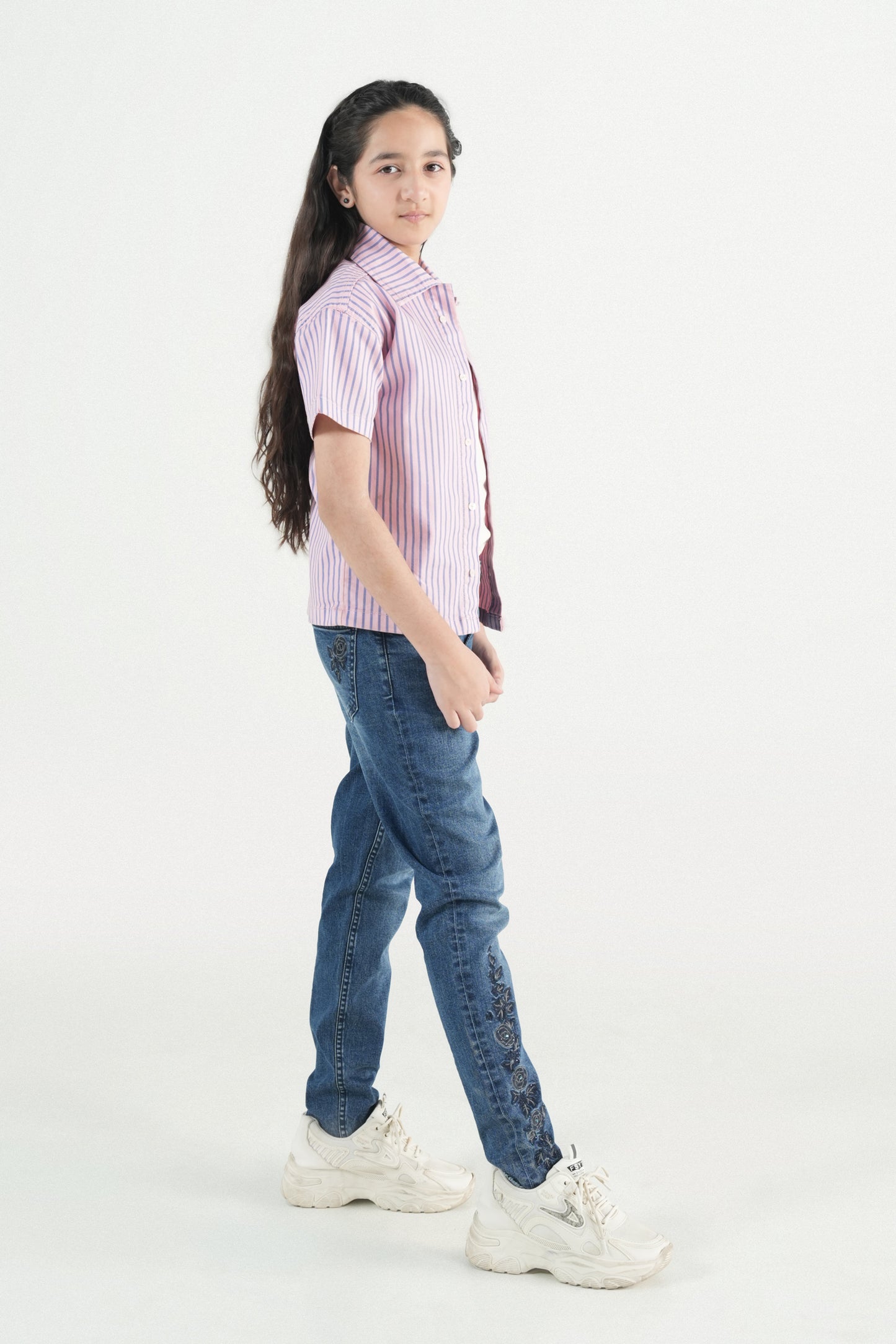 Button Down  Summer Stripe Shirt-Pink