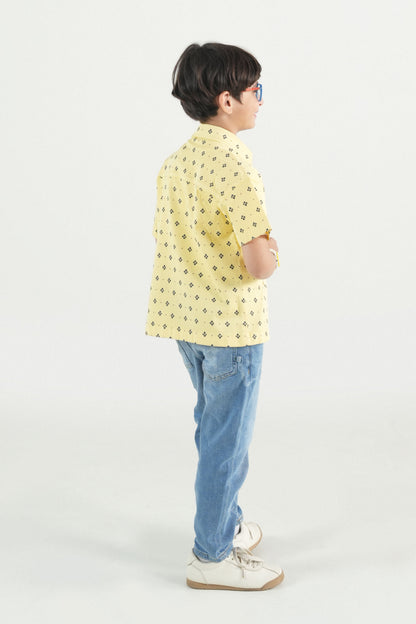 Hawaiian Mini Print Yellow Shirt