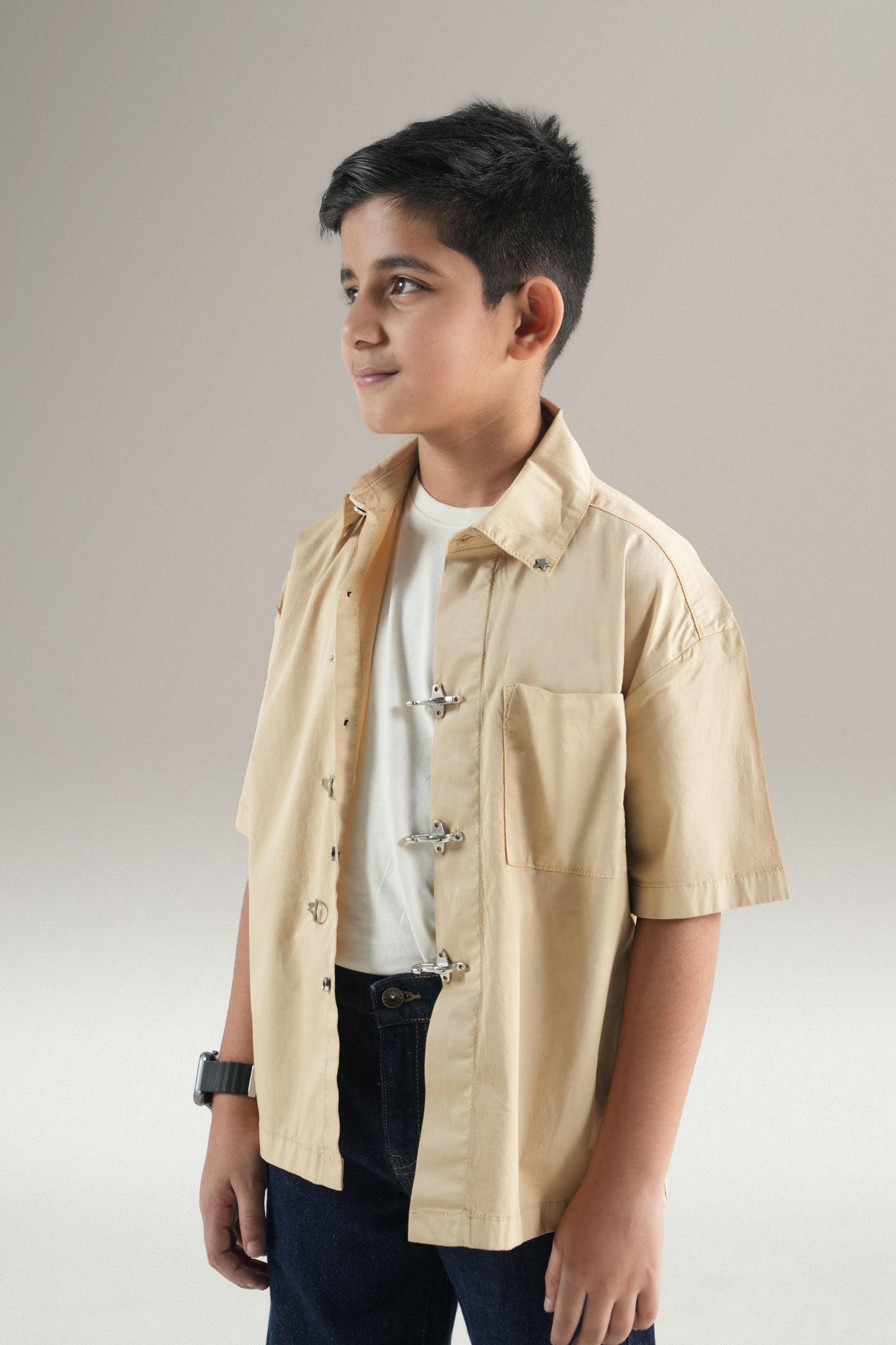 Beige Iron Clasp Shirt