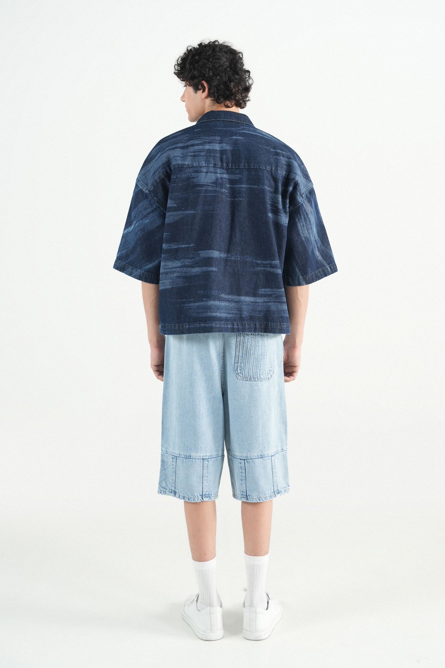 Dark Indigo Button Down Over Size Shirt