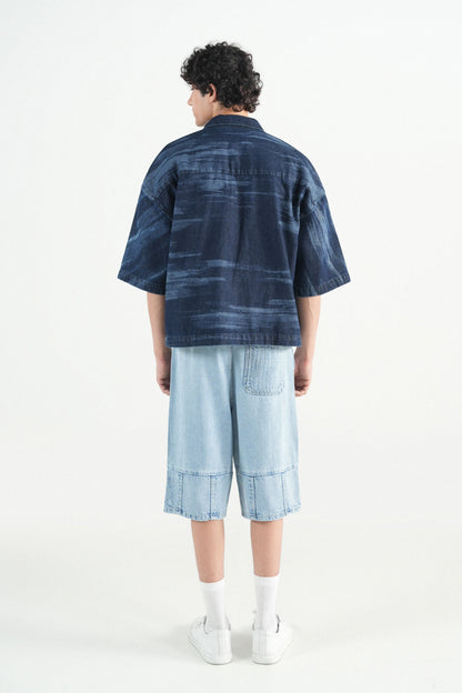 Dark Indigo Button Down Over Size Shirt