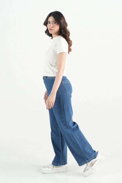 Classic Mid-Blue Wide-Leg