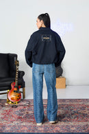 Dark Blue Balloon Bomber Jacket