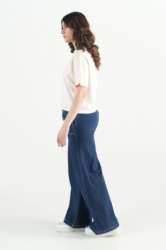 Denim Pintuck Trousers