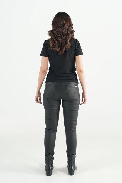 Black Coated Stretch Jeans