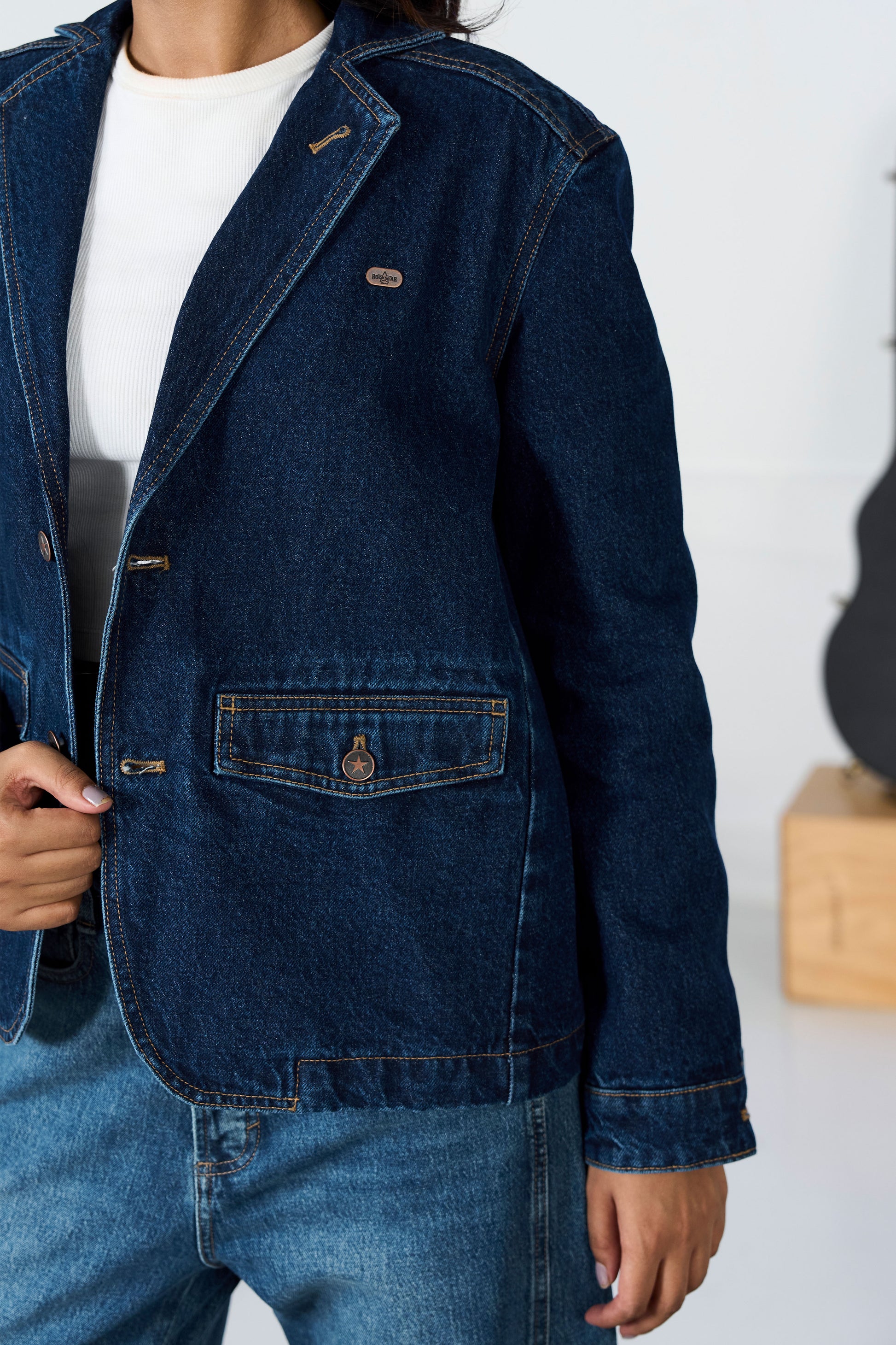 Stone Rinse Denim Blazer shop at Rockstar Jeans