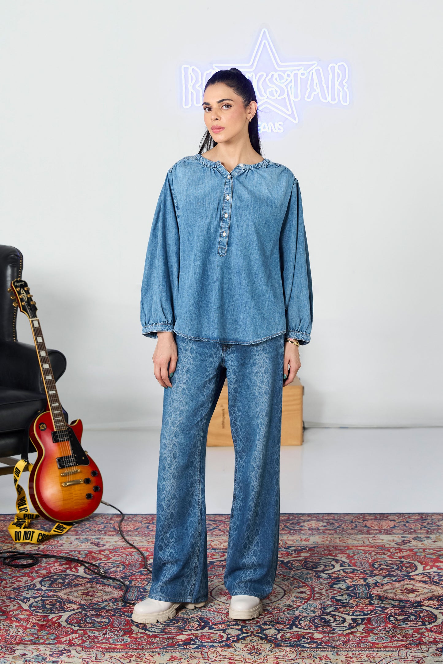 Denim Balloon Shirt shop at Rockstar Jeans