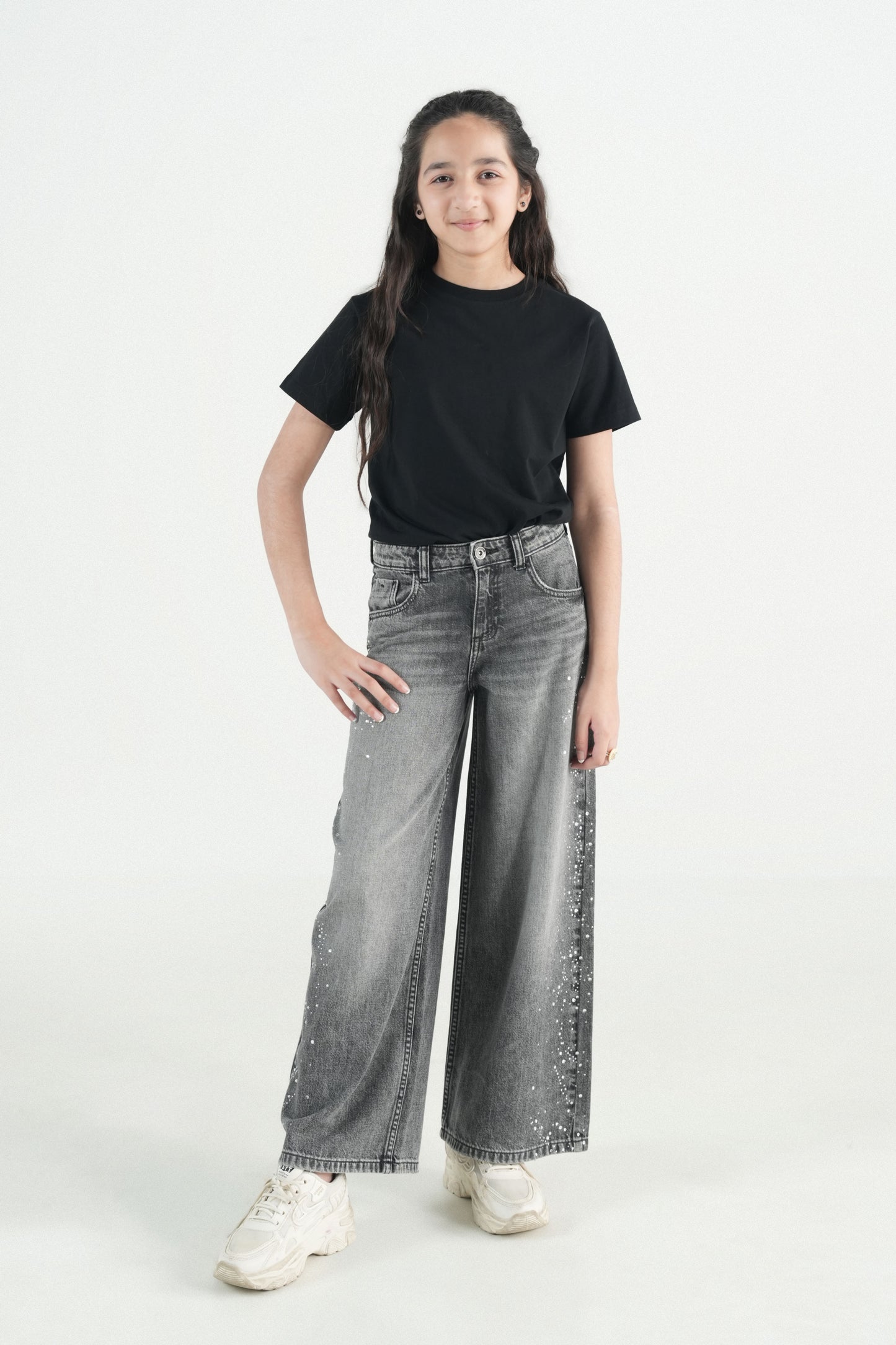Wide Leg Jeans With Stone work
