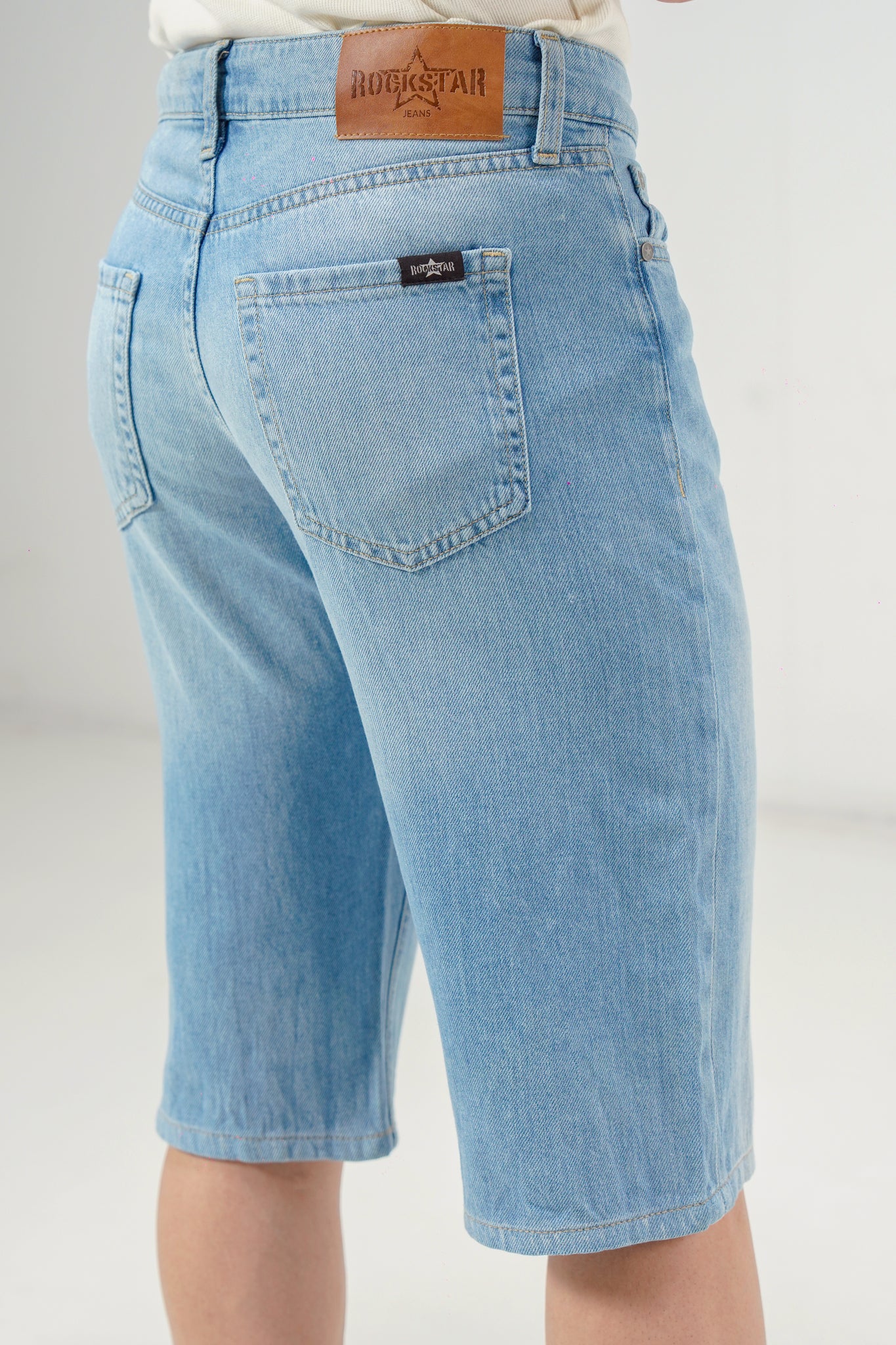 Light Blue Baggy Denim Shorts shop at Rockstar Jeans