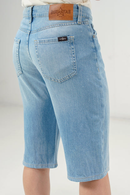 Light Blue Baggy Denim Shorts shop at Rockstar Jeans