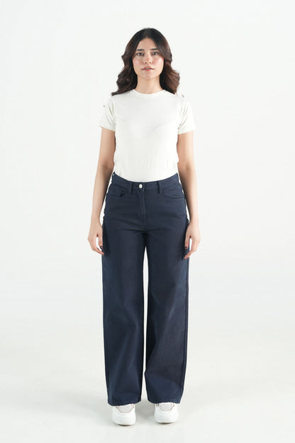 Navy Blue Wide-Leg Jeans