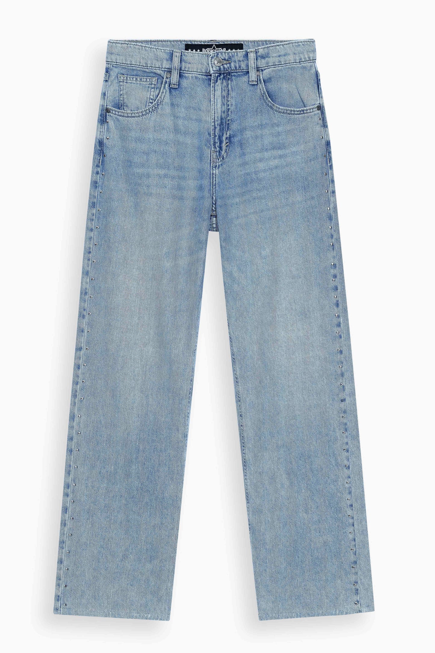High Rise Wide Leg Stud Jeans