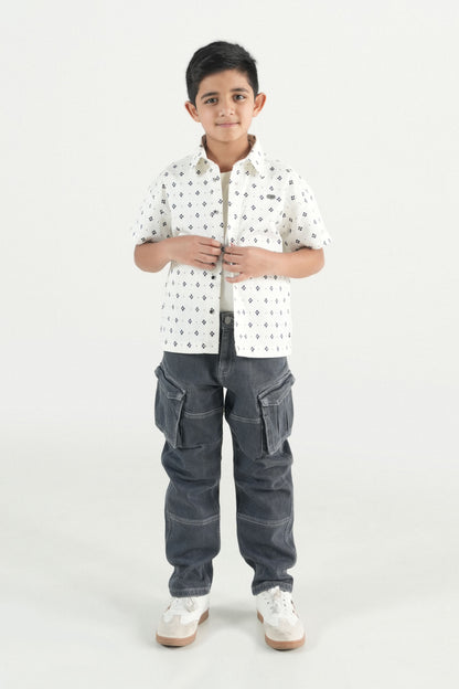 Hawaiian Mini Print White Shirt