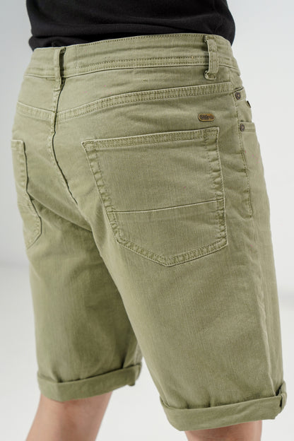 Khakhi Green Stretch Shorts shop at Rockstar Jeans