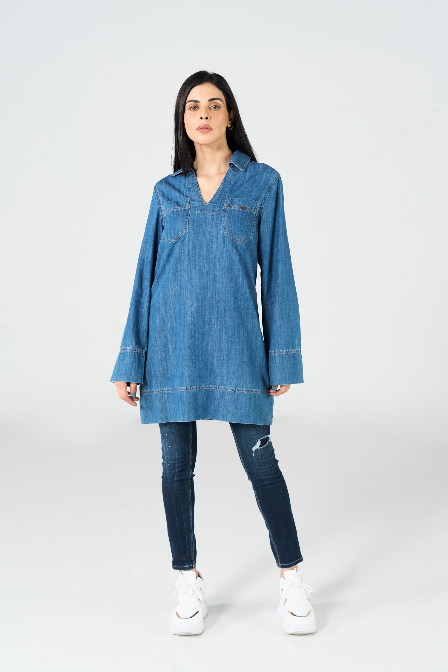 Blue Cropped Dress shop at Rockstar Jeans