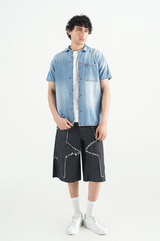 Light Blue Button Down Over size Shirts