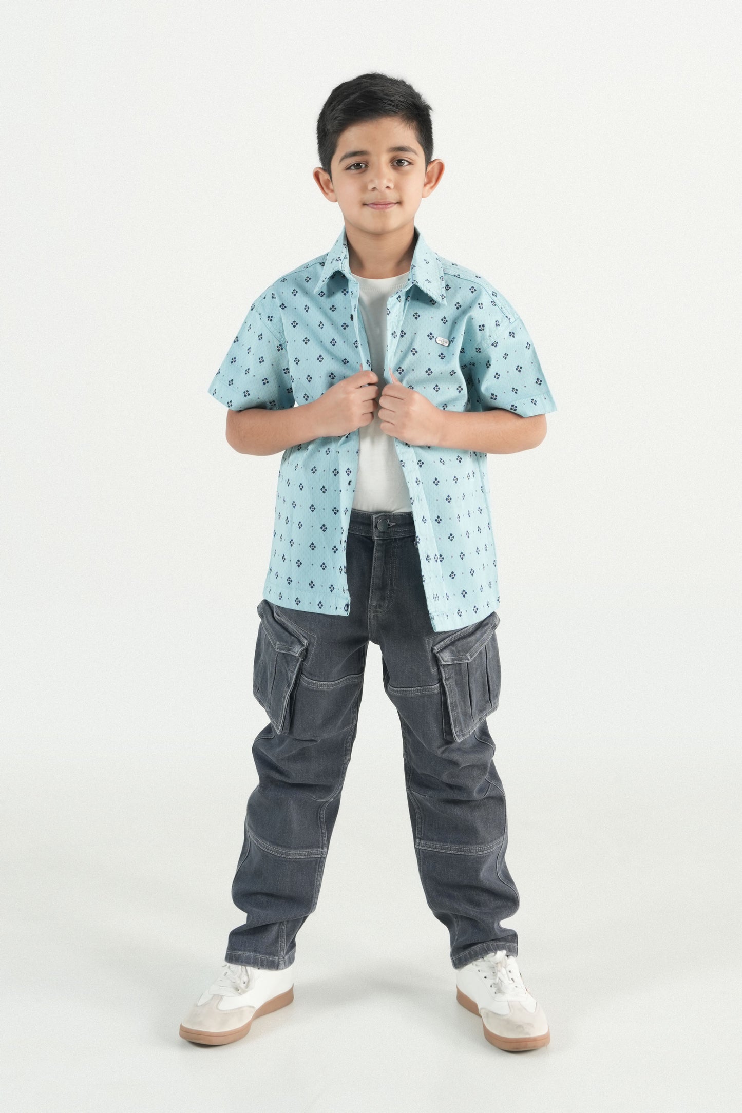 Hawaiian Mini Print Sky Blue Shirt