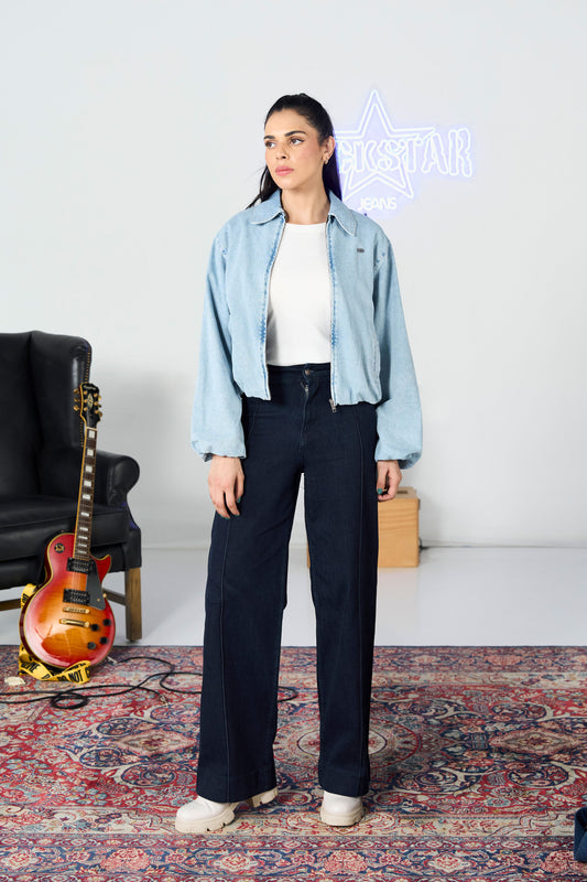 Light Blue Balloon Bomber Jacket shop at Rockstar Jeans