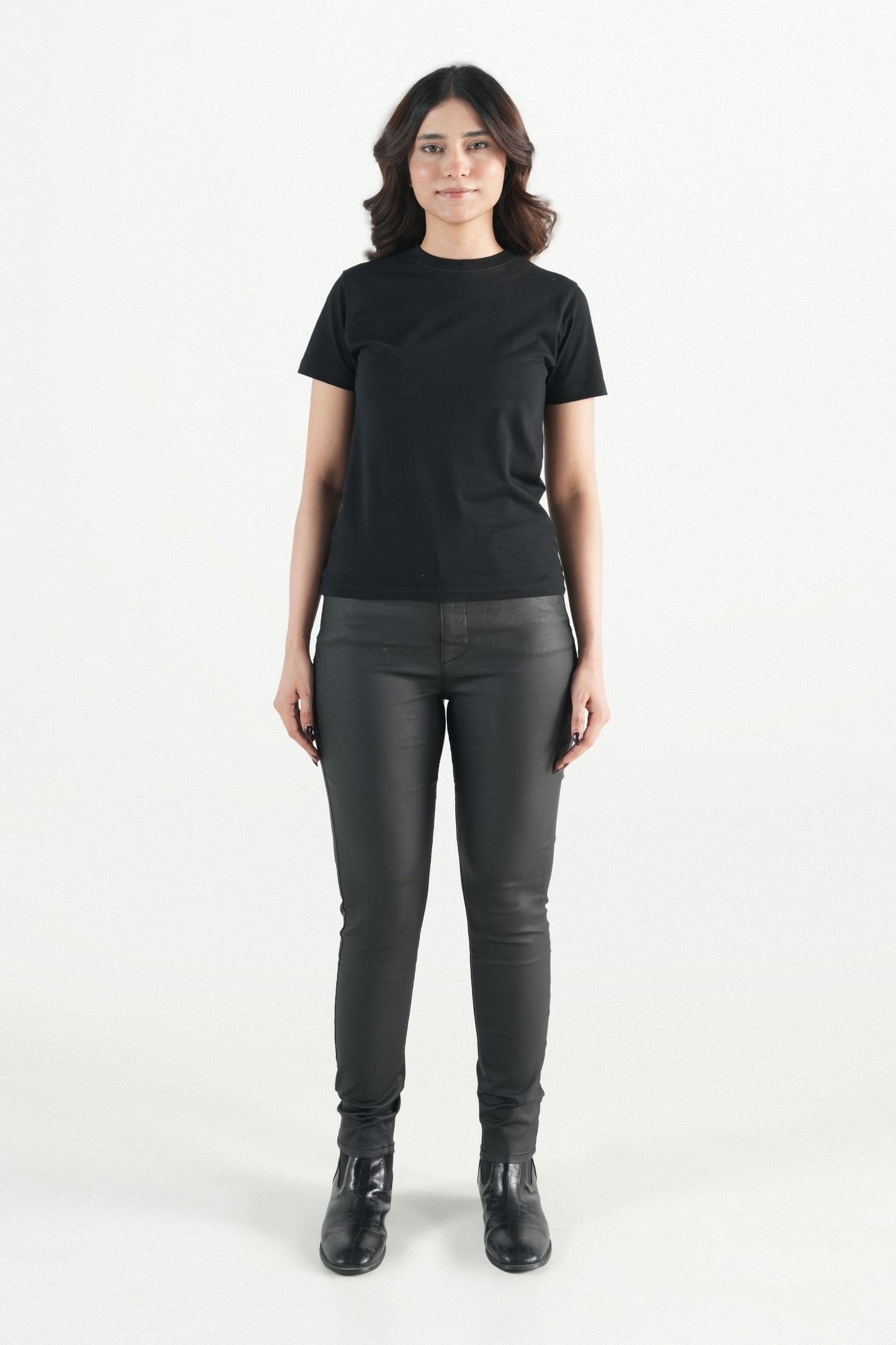 Black Coated Stretch Jeans