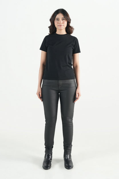 Black Coated Stretch Jeans