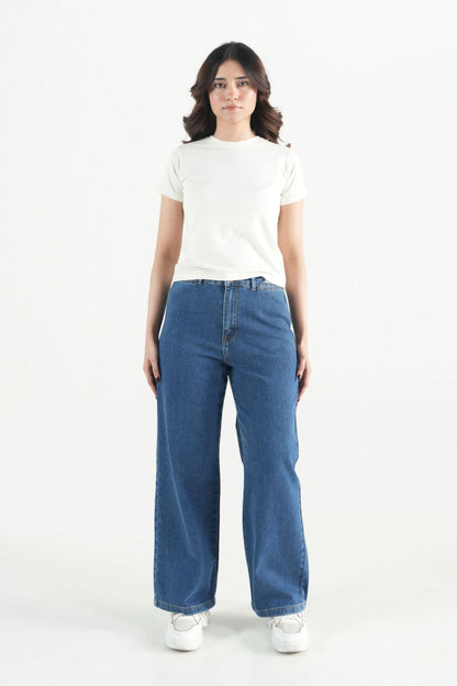 Classic Mid-Blue Wide-Leg
