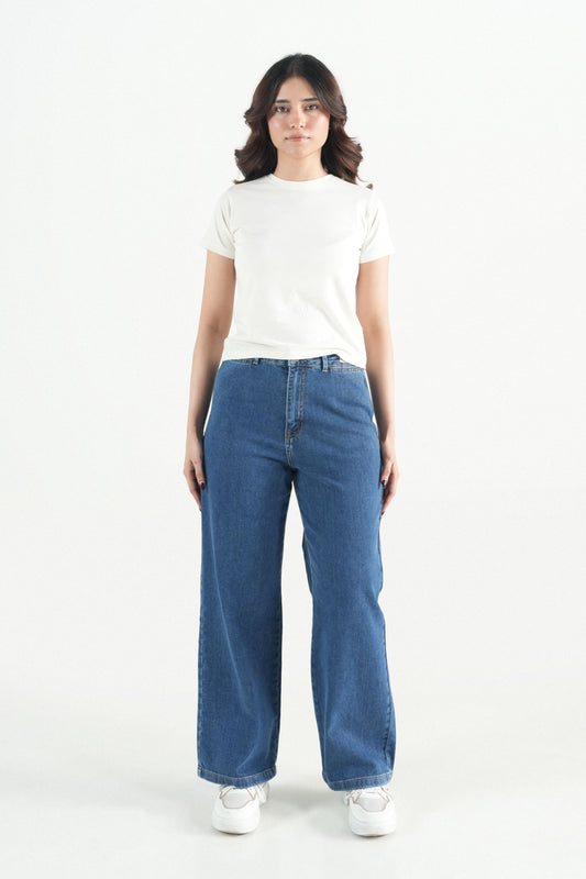 Classic Mid-Blue Wide-Leg