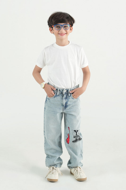 Light Wash Graphic Jeans