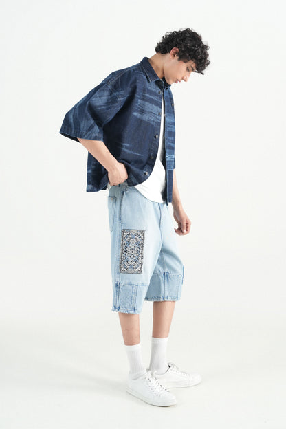 Dark Indigo Button Down Over Size Shirt