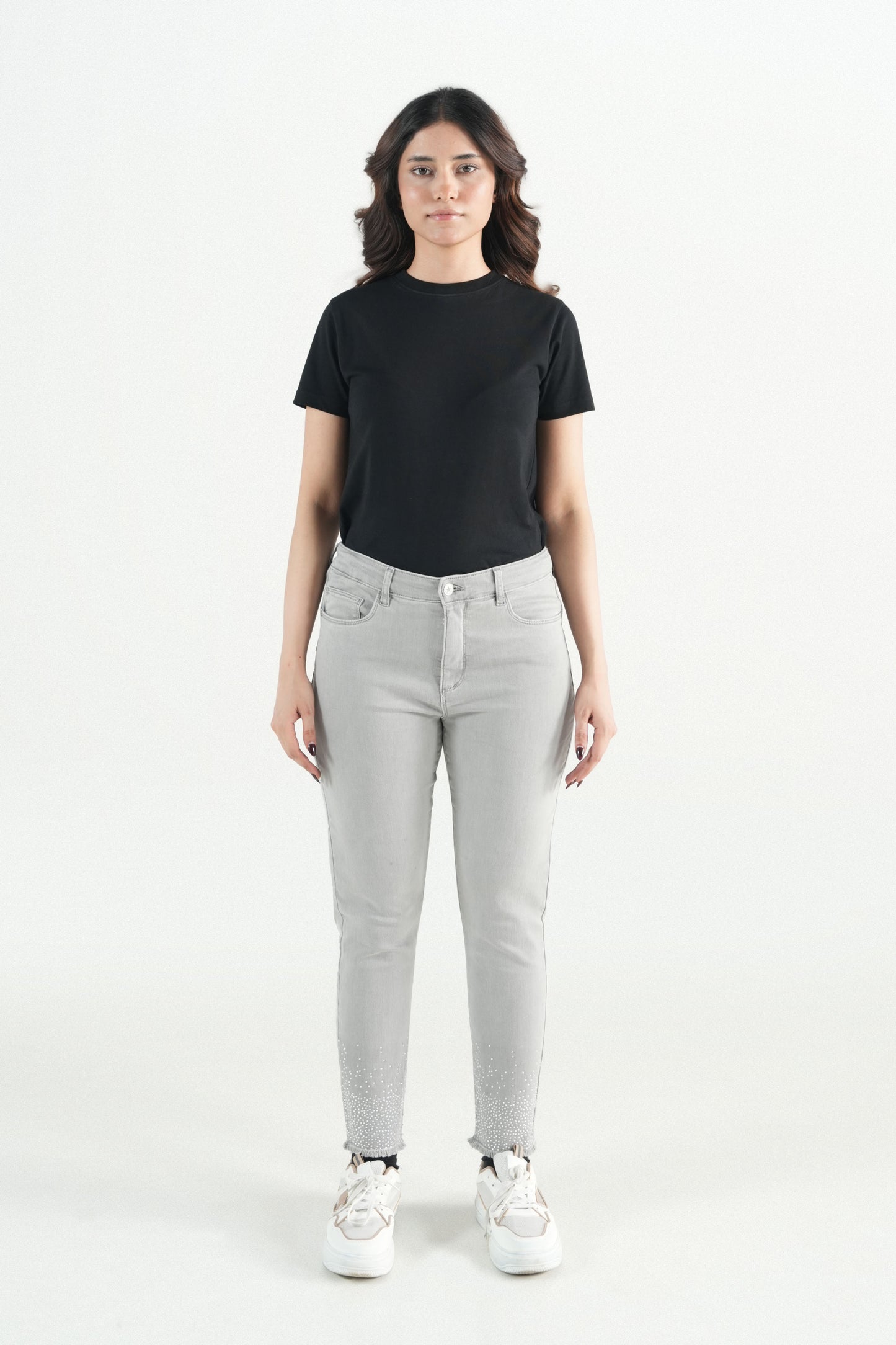 Crystal Hem Grey Pent